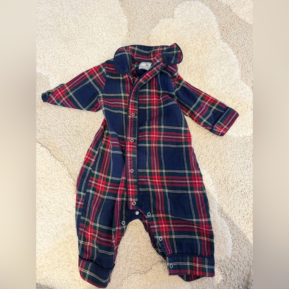 Petite Plume Plaid Baby Romper - Size 6-12M